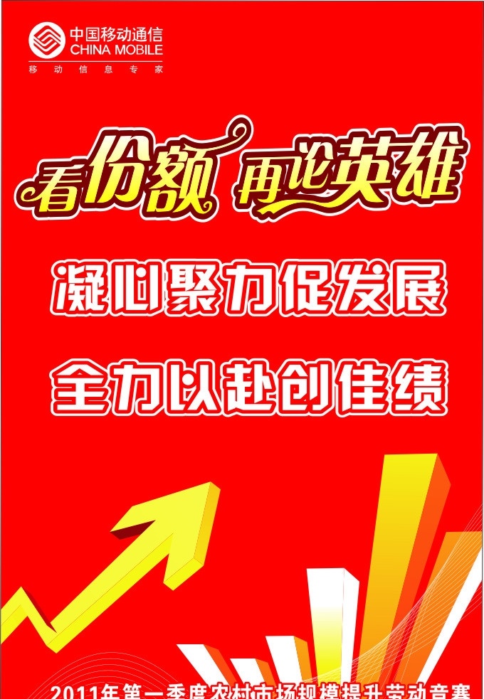劳动竞赛海报 中国移动标志 看 份额 再 英雄 劳动竞赛 矢量