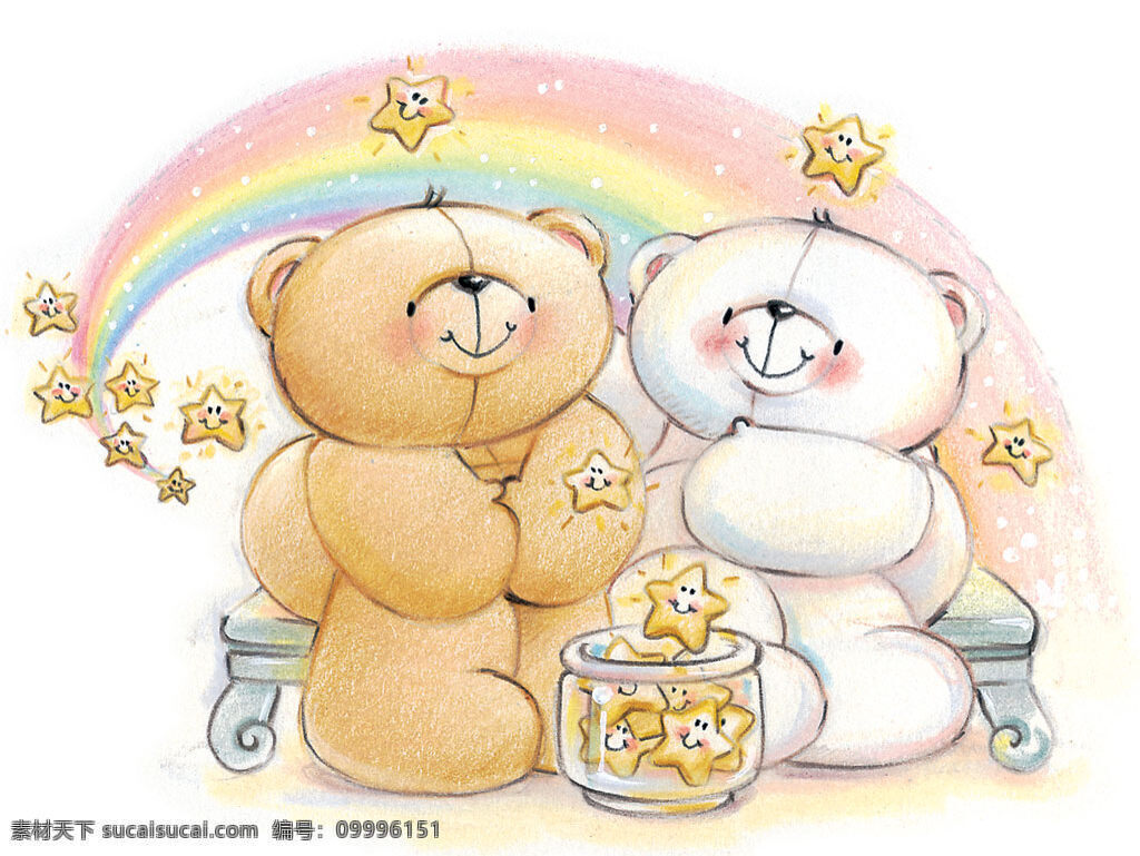 卡通免费下载 动物 卡通 熊爸爸 熊妈妈 许愿星 动漫 可爱