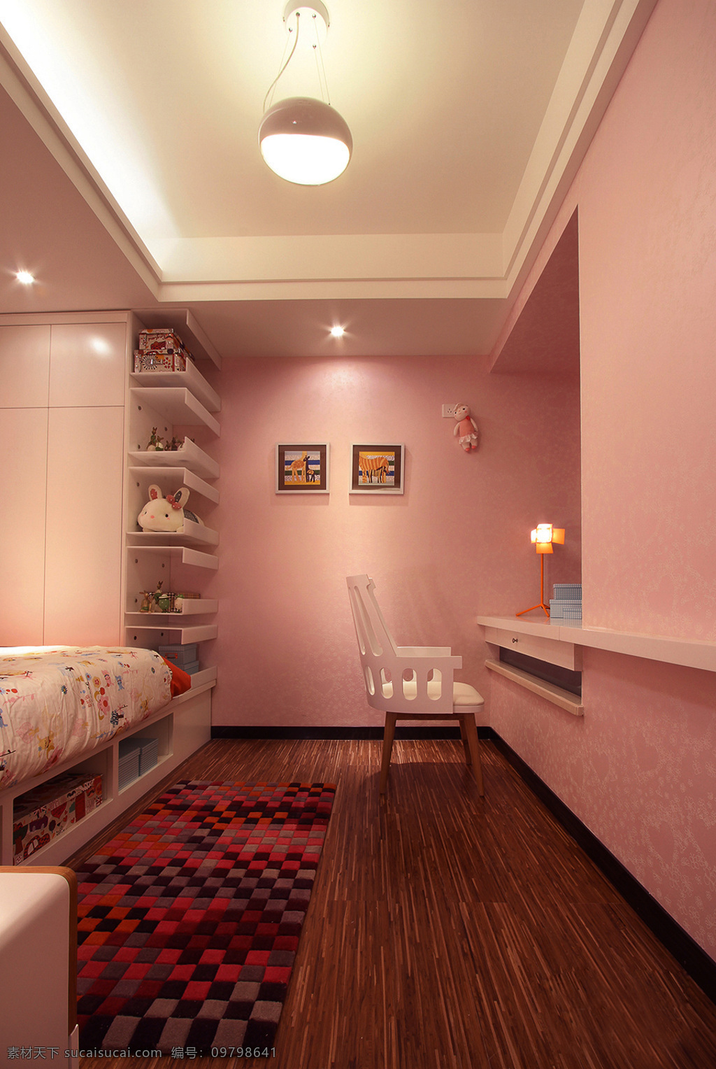 温馨 儿童 房 装修 效果图 房间 粉红 粉色 卡通 卧室 小孩