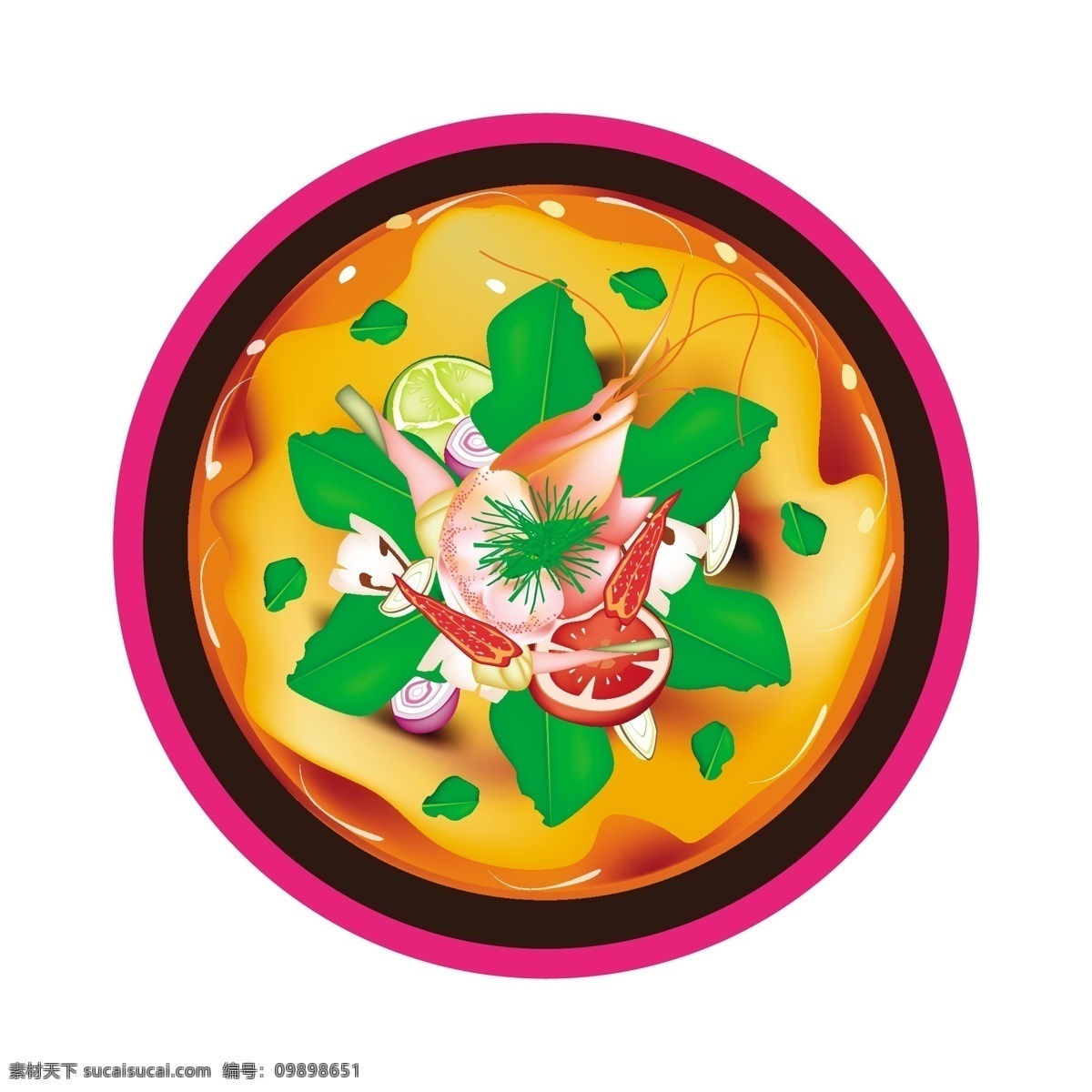 卡通 手绘 美味 食物 矢量 海鲜 龙虾 砂锅 高汤 中式 日式 鸡蛋 面条 动漫 菜肴