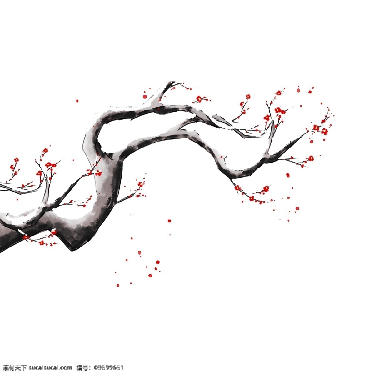 唯美 手绘 梅花 树枝 腊梅 冬季 装饰图案 植物 梅花树 红梅 装饰元素