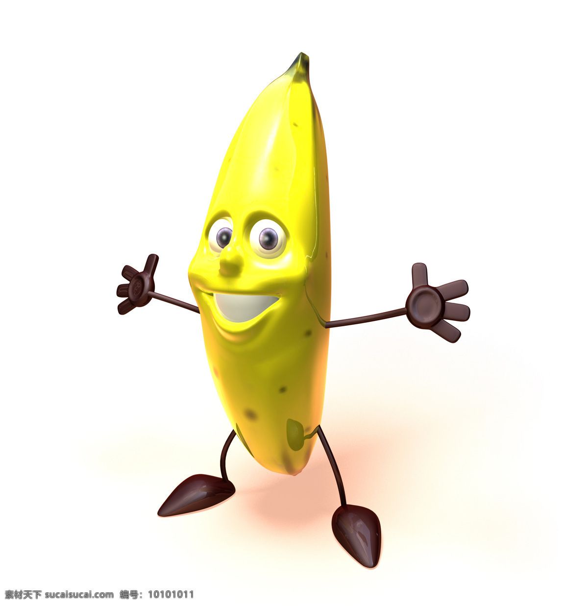 可爱 开心 香蕉 小人 装饰画 黄色 拥抱