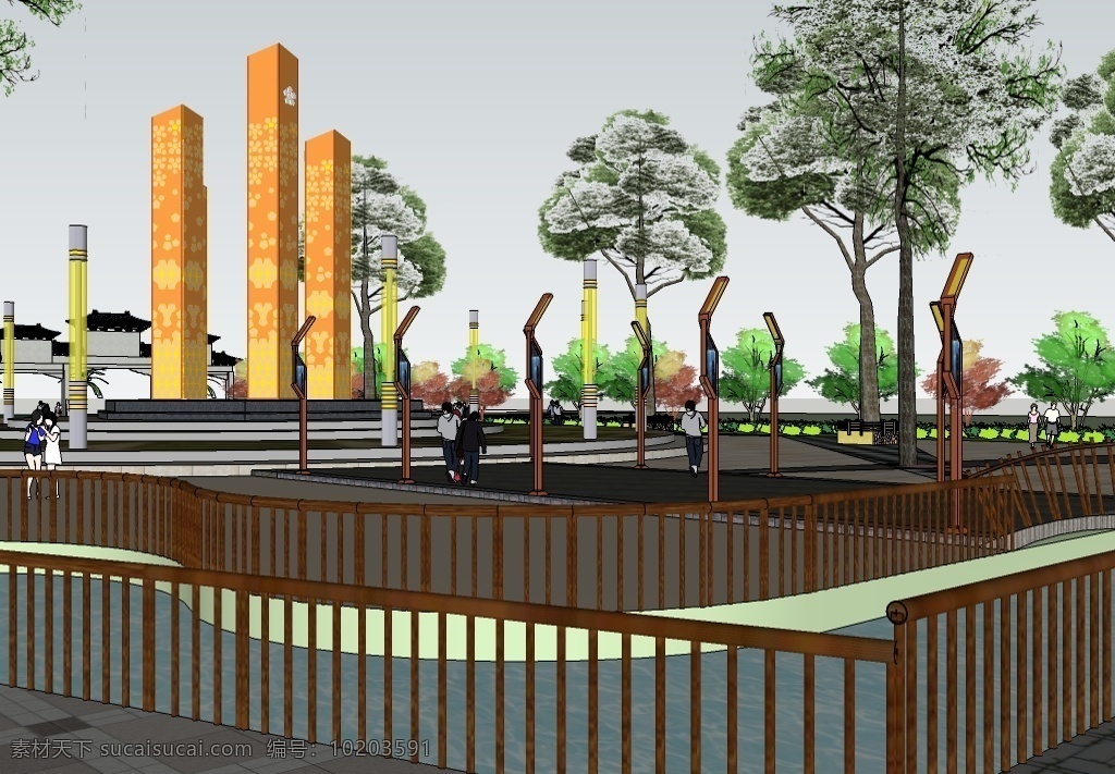 大型 广场 景观 模型 广场景观模型 广场景观 大型广场 小区 绿化区 园林设计 skp 灰色