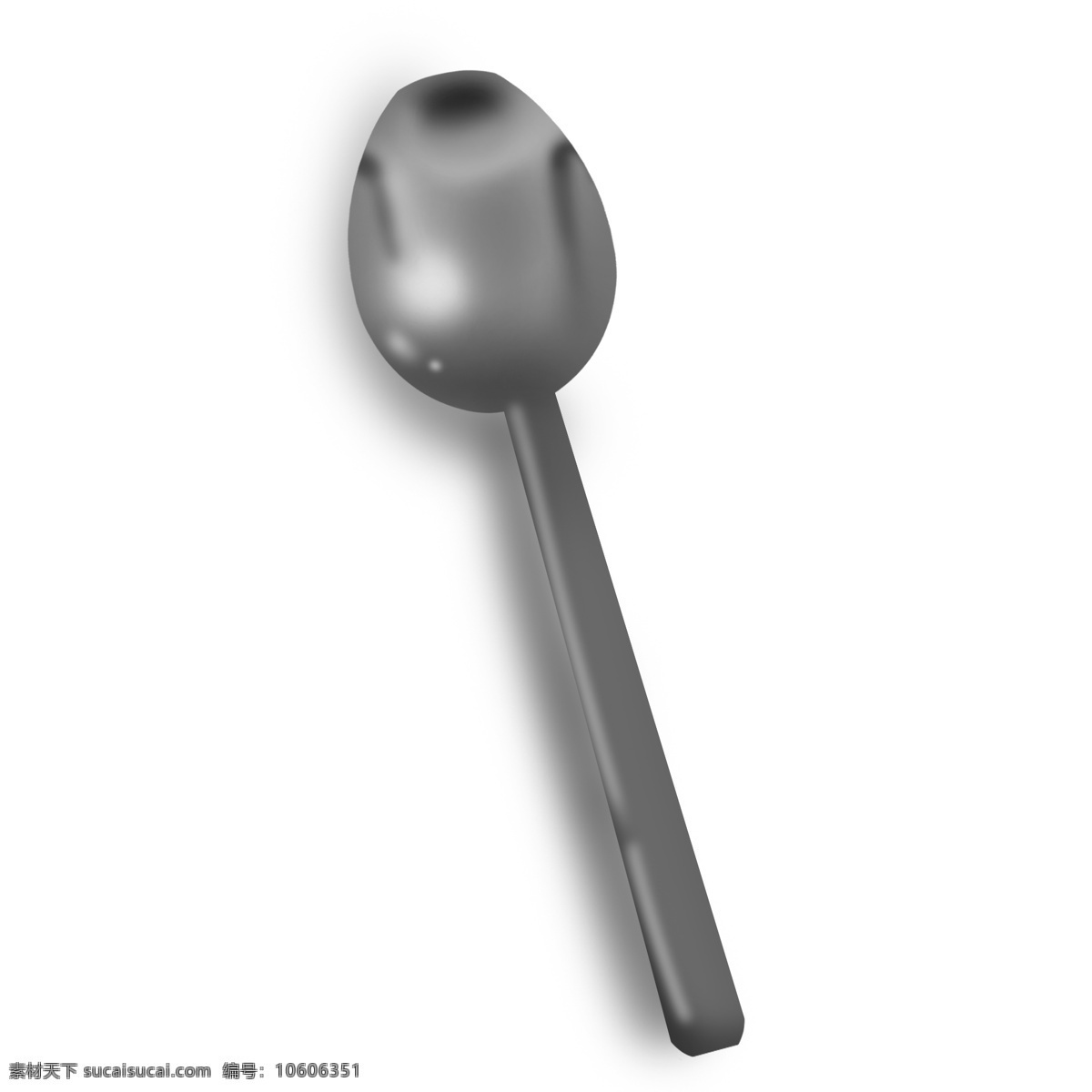 精致 金属 反光 汤勺 勺子 餐具 立体 金属质感 银灰色 小巧 手绘 仿真 高光 真实 写实