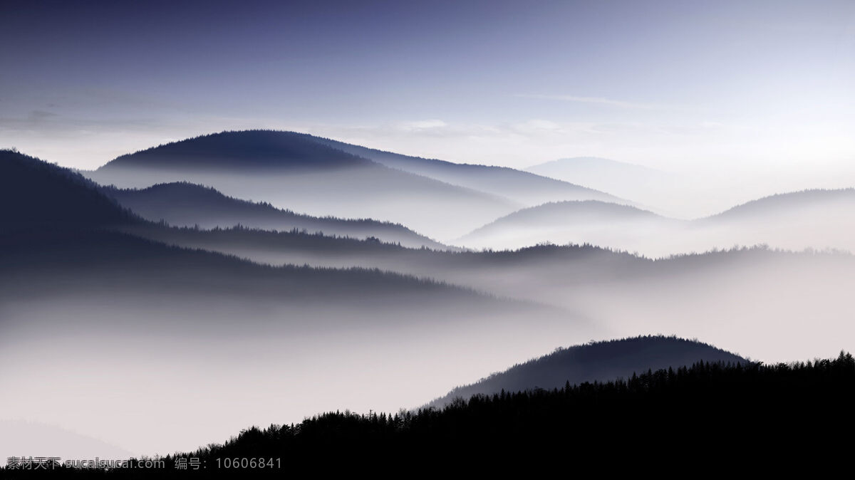美丽 山峦 风景 云雾 白雾 山脉 山峰 高清壁纸 自然景观 自然风景