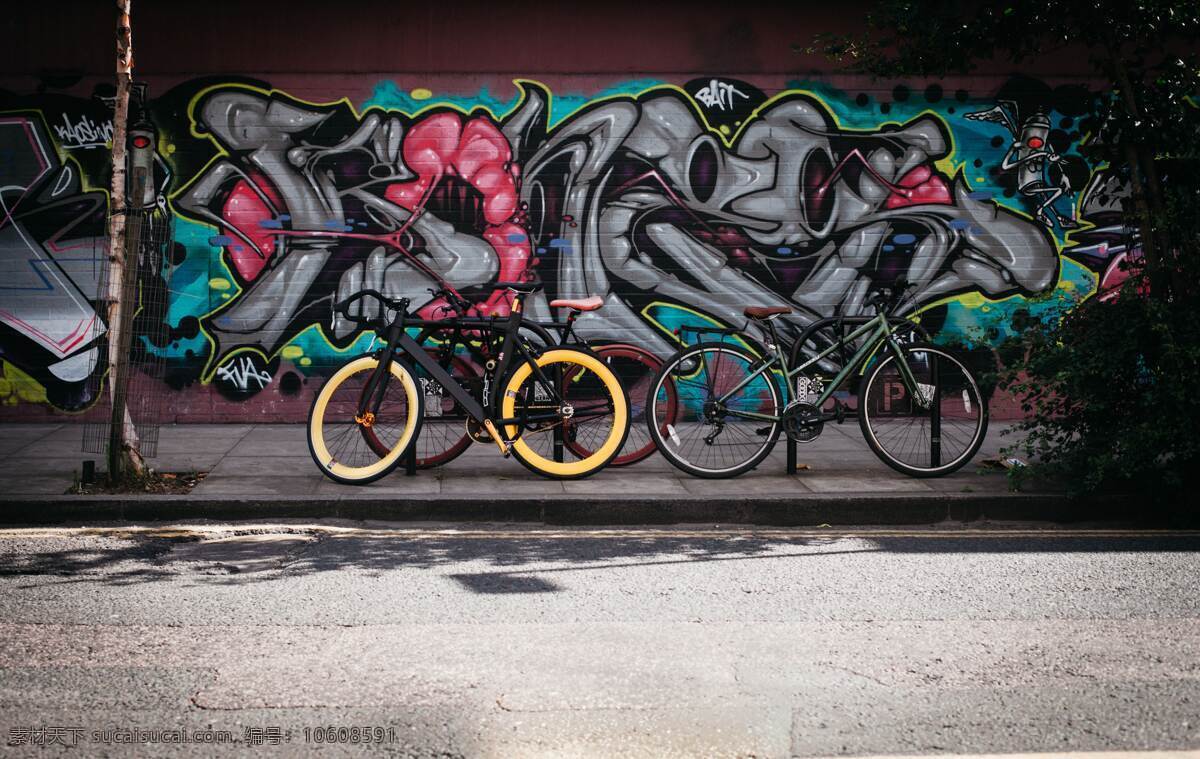 涂鸦 壁画 彩绘 自行车 街道 过道 公共区域 马路 艺术 街头 画画 单车 交通 手绘 公路 文化艺术 美术绘画