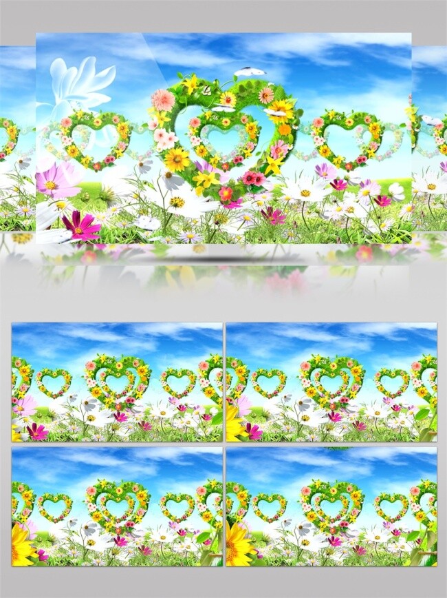 爱心 花圈 视频 爱心唯美 花圈爱心 浪漫表白 白云天空 自然风光素材 田园风光 美丽风景素材