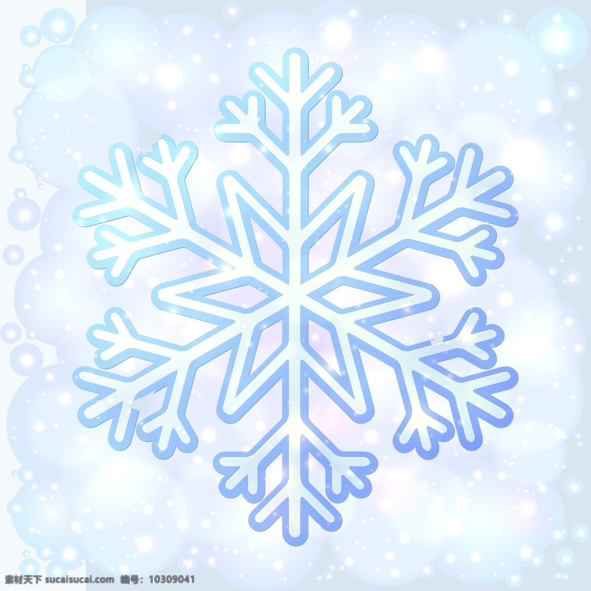 蓝色 冰晶 雪花 背景 冬季 光晕 矢量图 节日素材 圣诞节