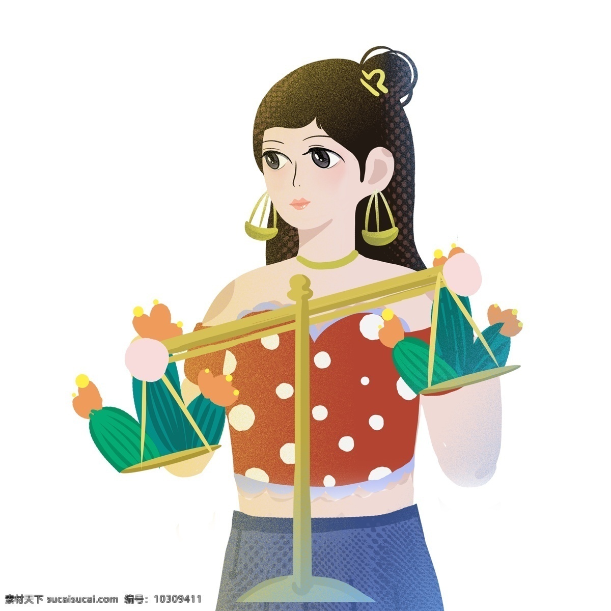 彩绘女孩和天枰设计素材图片下载-素材编号10309411-素材天下图库
