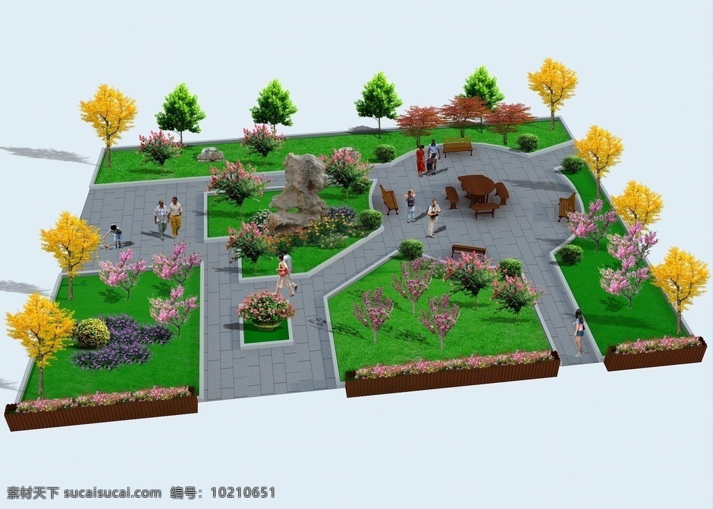 广场图片 广场绿化 绿化效果图 鸟瞰图 银杏树 绿植素材 环境设计 景观设计
