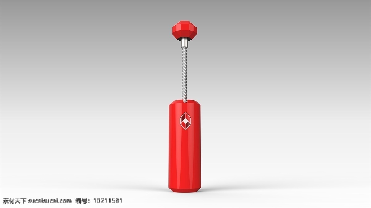 红色 小巧 挂锁 产品 概念设计 简洁 系列化