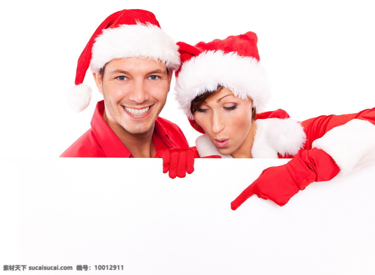 白板与夫妻 白板 广告牌 夫妻 家庭 一家人 圣诞节 圣诞素材 节日庆典 生活百科 白色