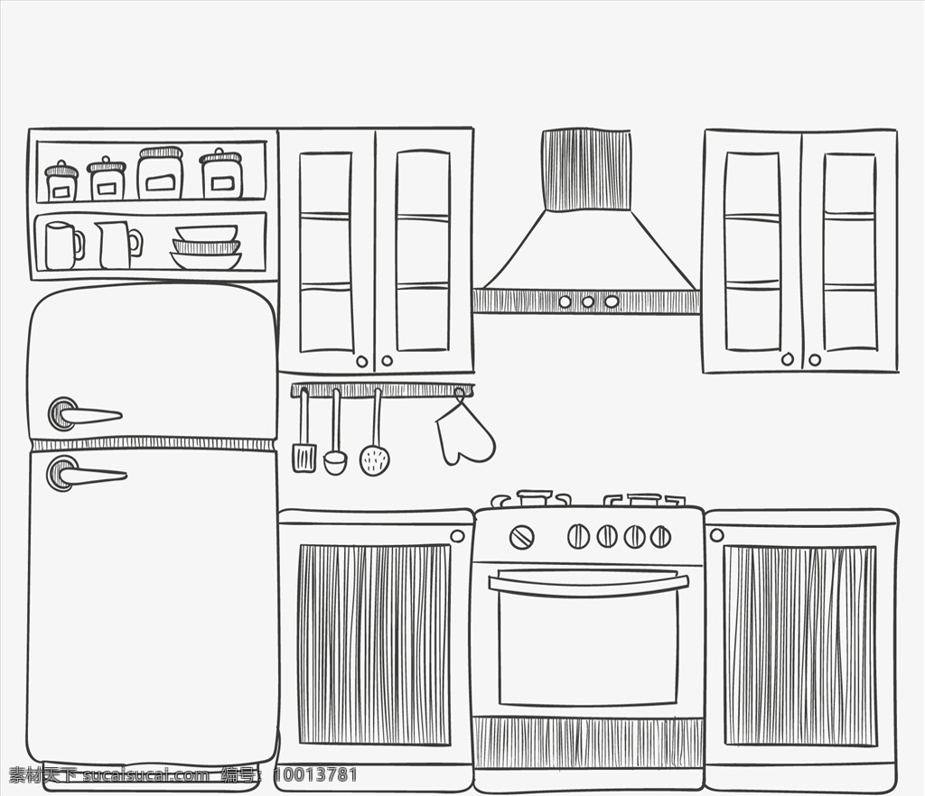 手绘厨房工具 图案 咖啡 厨房 工具 绘画 无缝 模式 手工 抽纱 打蛋器 手绘 图标 高清 源文件