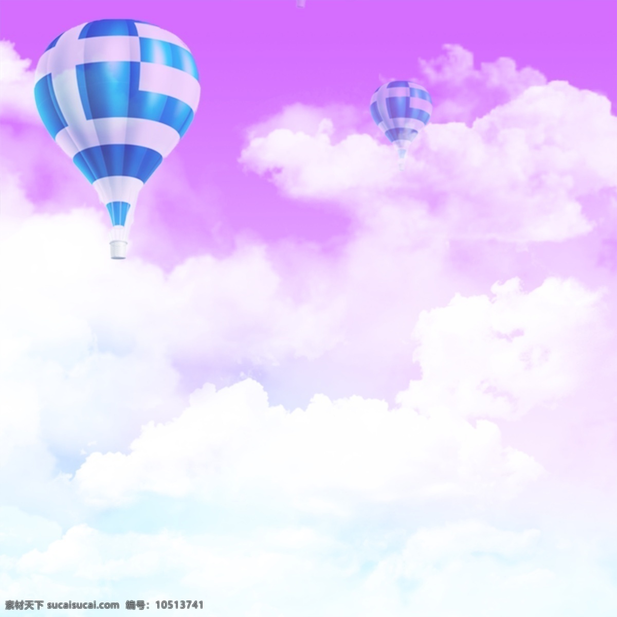 浪漫天空背景 紫色 白云 热气球 浪漫背景 梦幻背景 白色