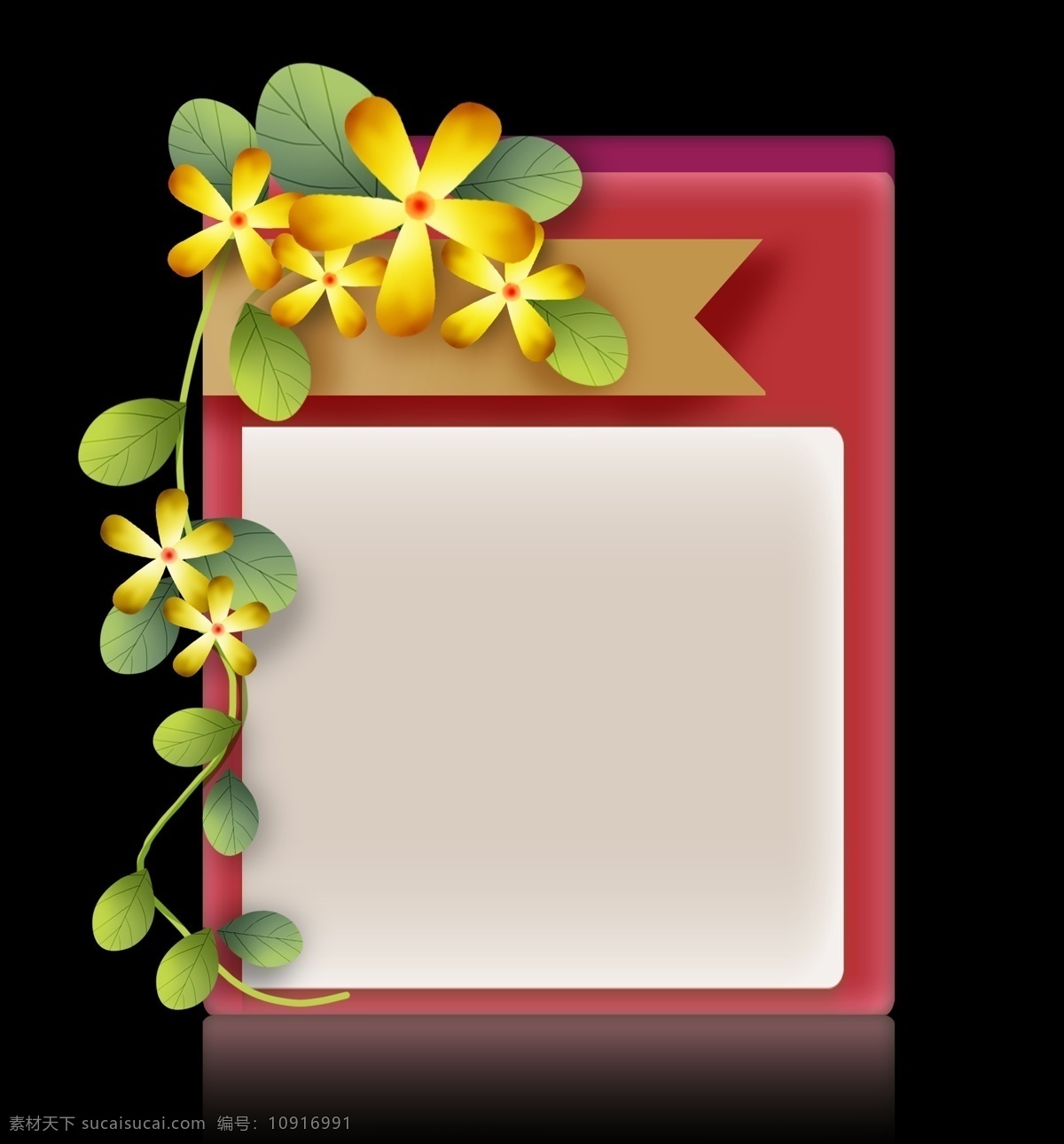 黄色 花朵 红色 提示 框 立体 标题 野花 黄色花朵 花朵提示框 花卉文本框 春天 文字