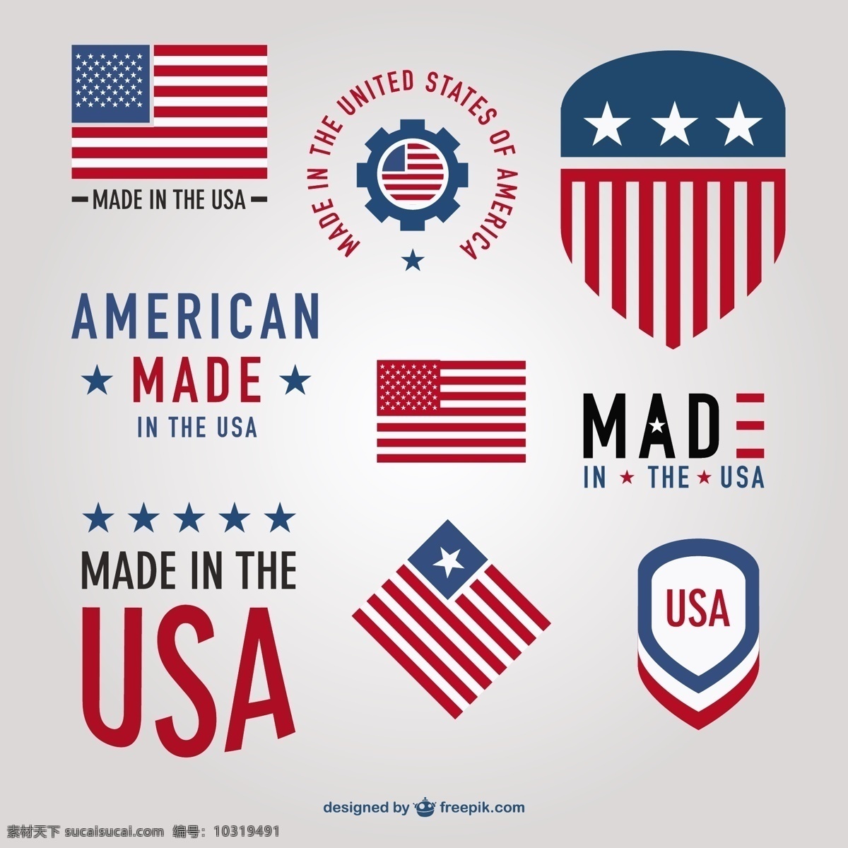 美国标签收集 标志 抽象 徽章 旗帜 模板 标志设计 图形 布局 平面设计 抽象的图案 形状 成分 现代 象形文字 设计元素 美国 白色