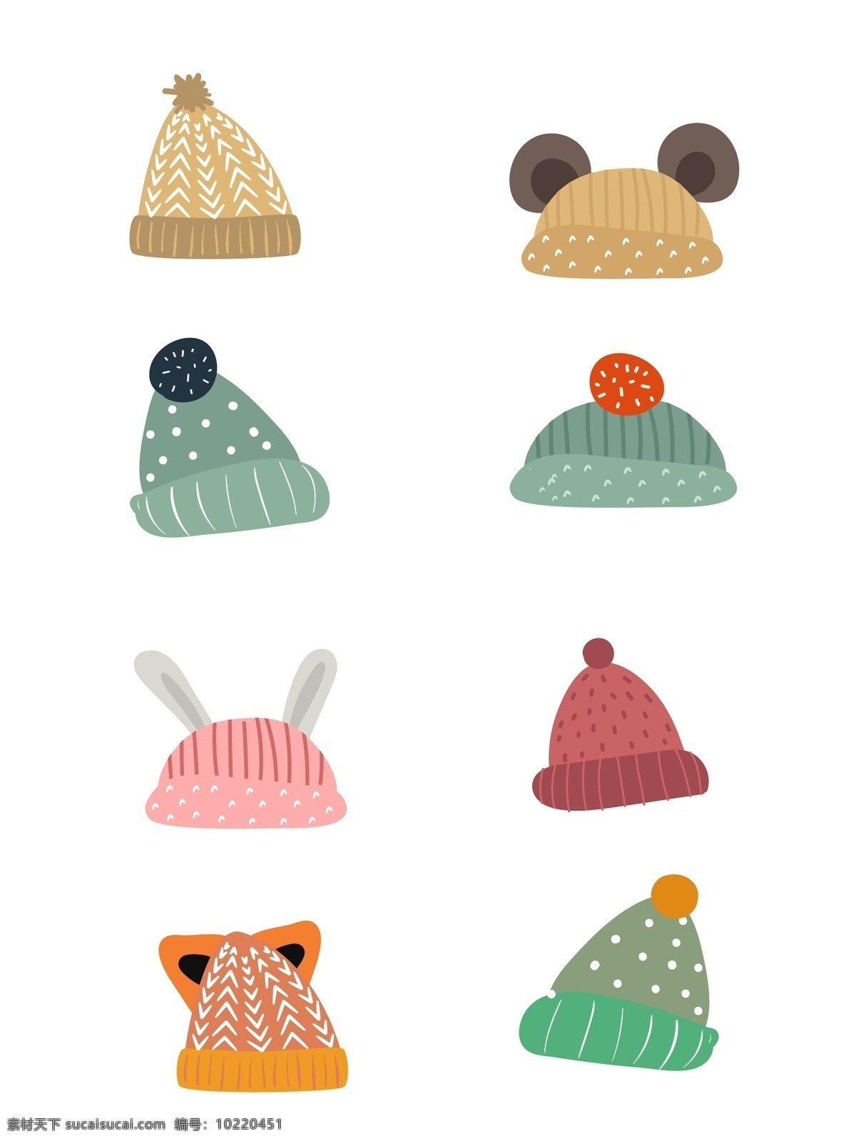 帽子 冬天 可爱 毛线 手绘 矢量 冬季 卡通