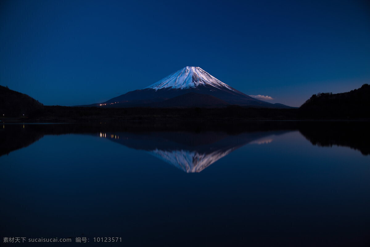 唯美 日本 富士山 风景图片 傍晚 晚上 夜幕 湖泊