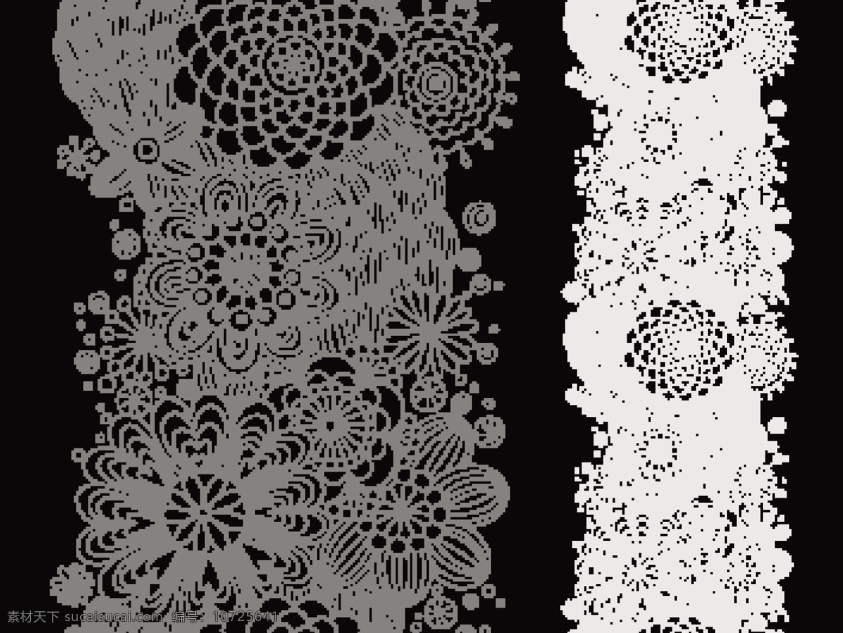 古典 传统 花卉 花纹 背景 矢量 底纹 矢量素材 纹样 样式 枝叶 黑白蕾丝 伊面 矢量图 其他矢量图