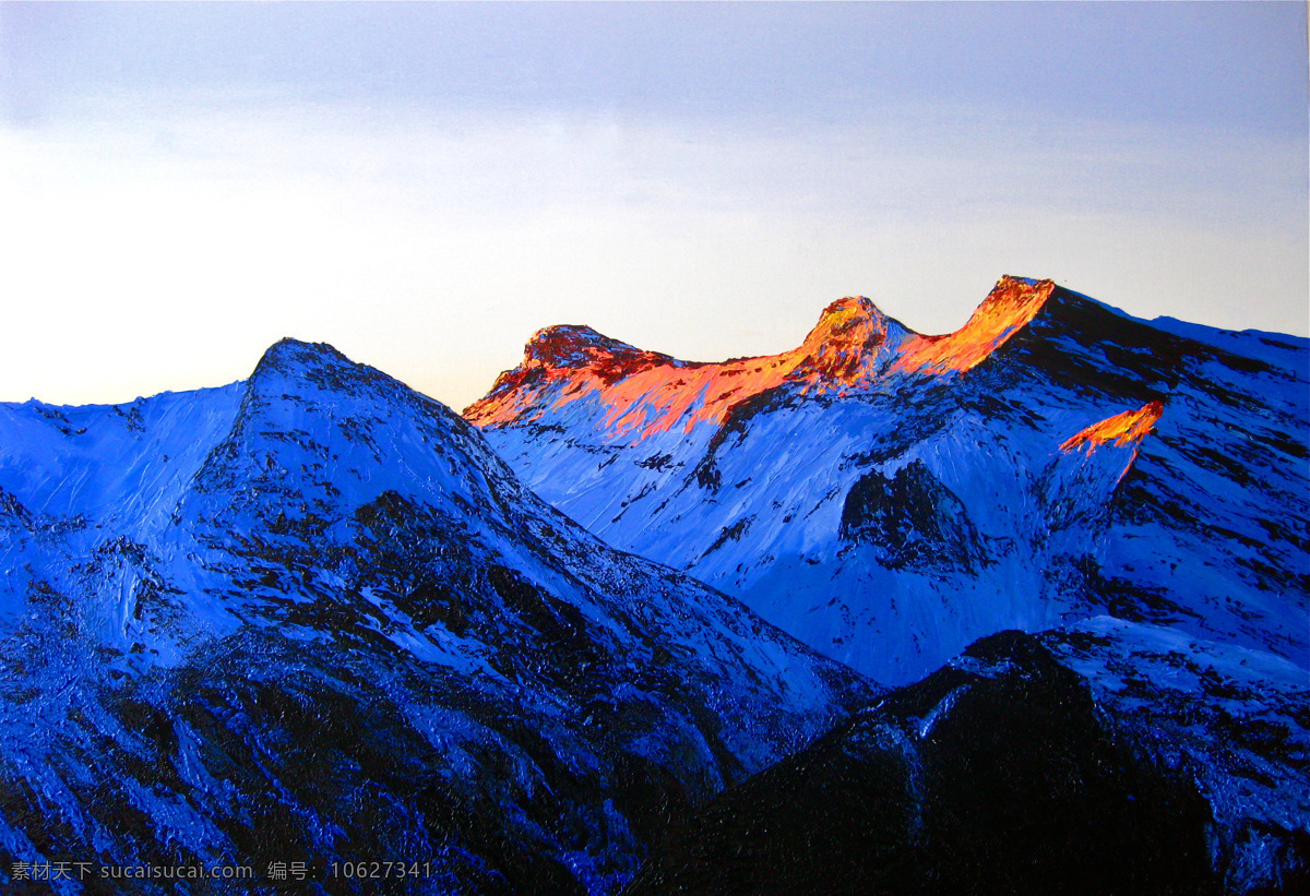 雪山 油画