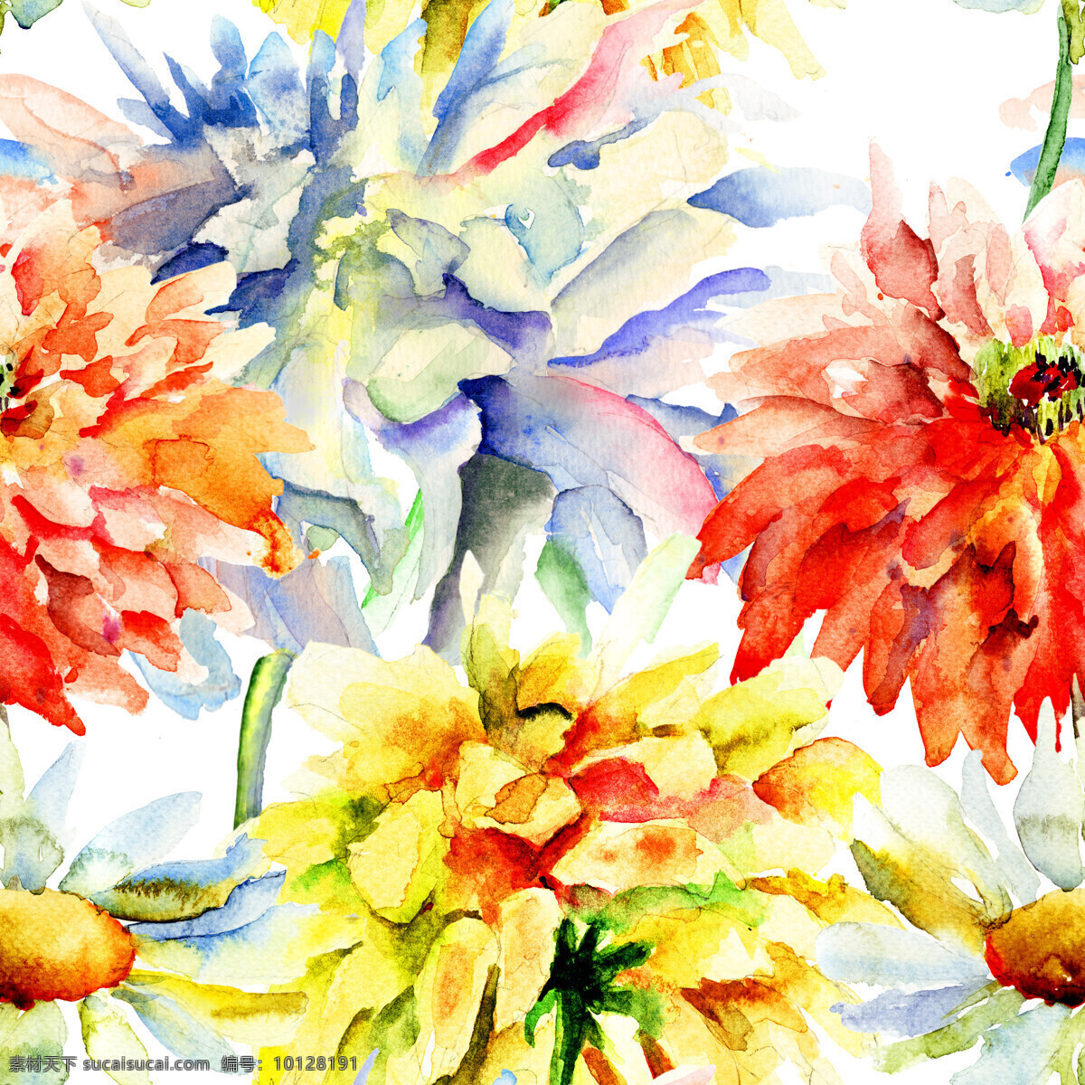 漂亮 花朵 水彩画 背景 素材图片 漂亮的花朵 花卉 植物 背景素材 花草树木 生物世界