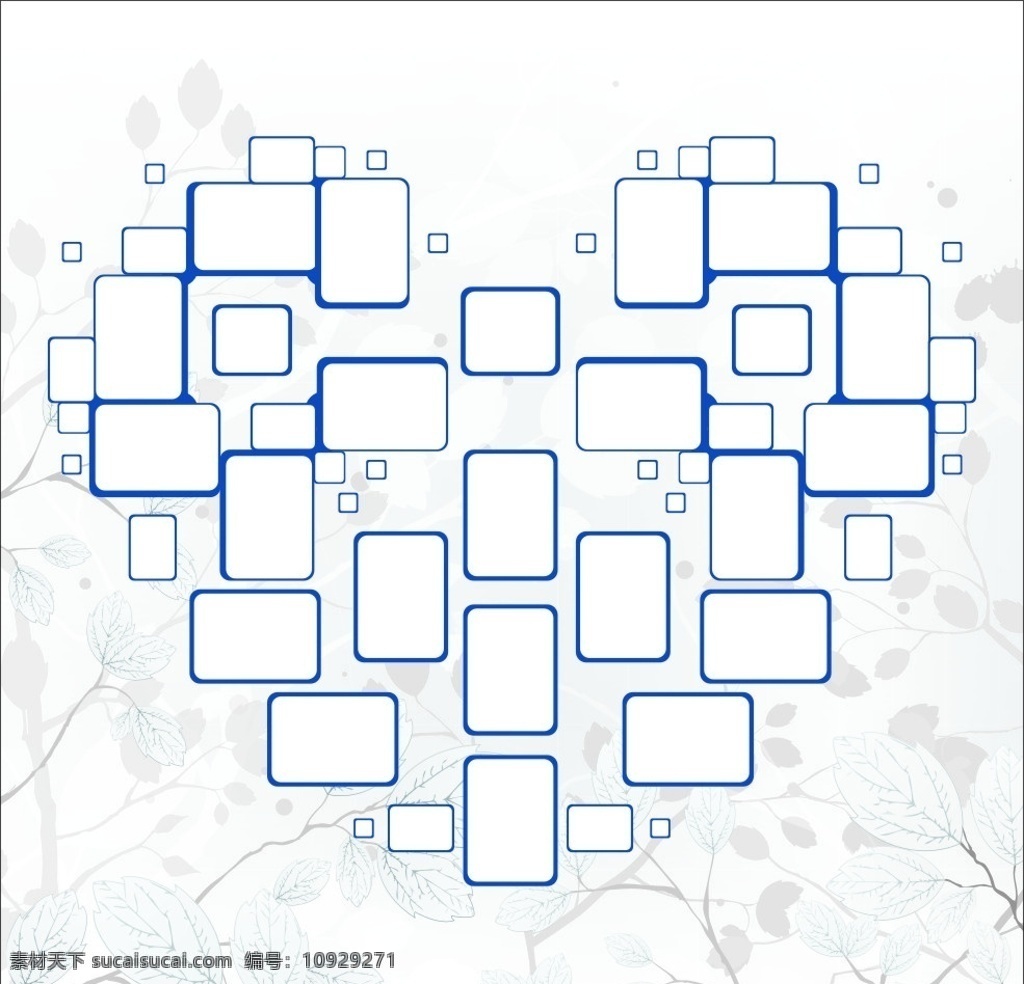 照片墙 照片 墙 画框 心 蓝色 家居家具 建筑家居 矢量