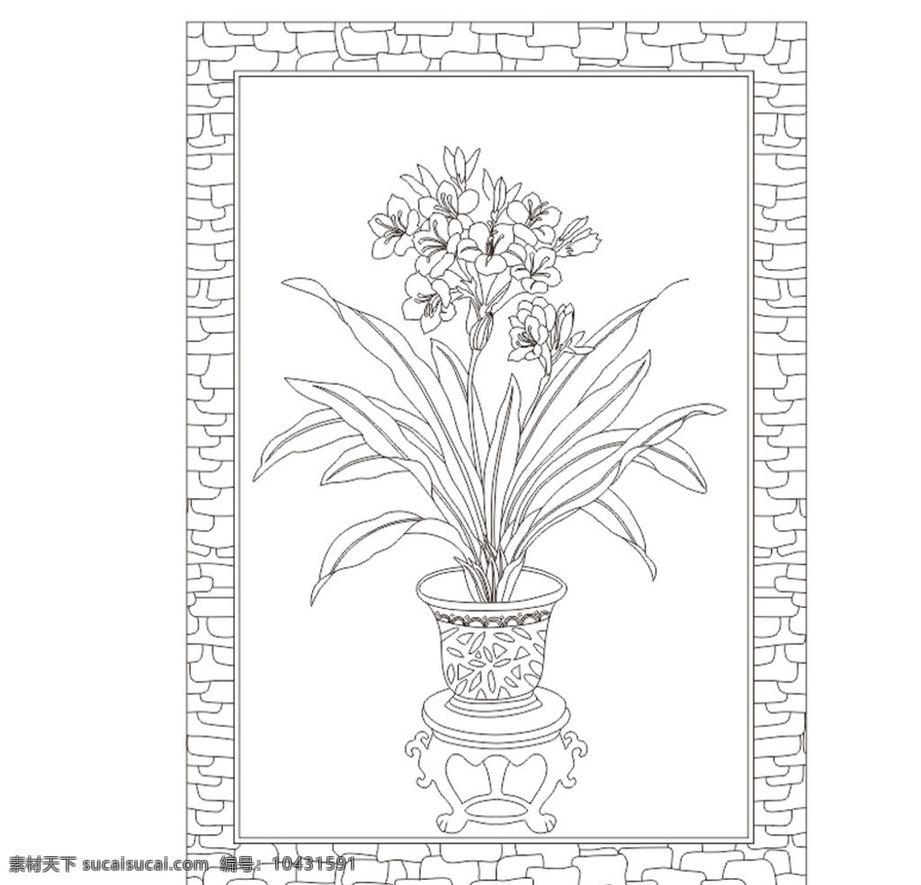 花 花瓶 玉兰花 玉兰 兰花 兰花花瓶 花矢量图 底纹边框 条纹线条
