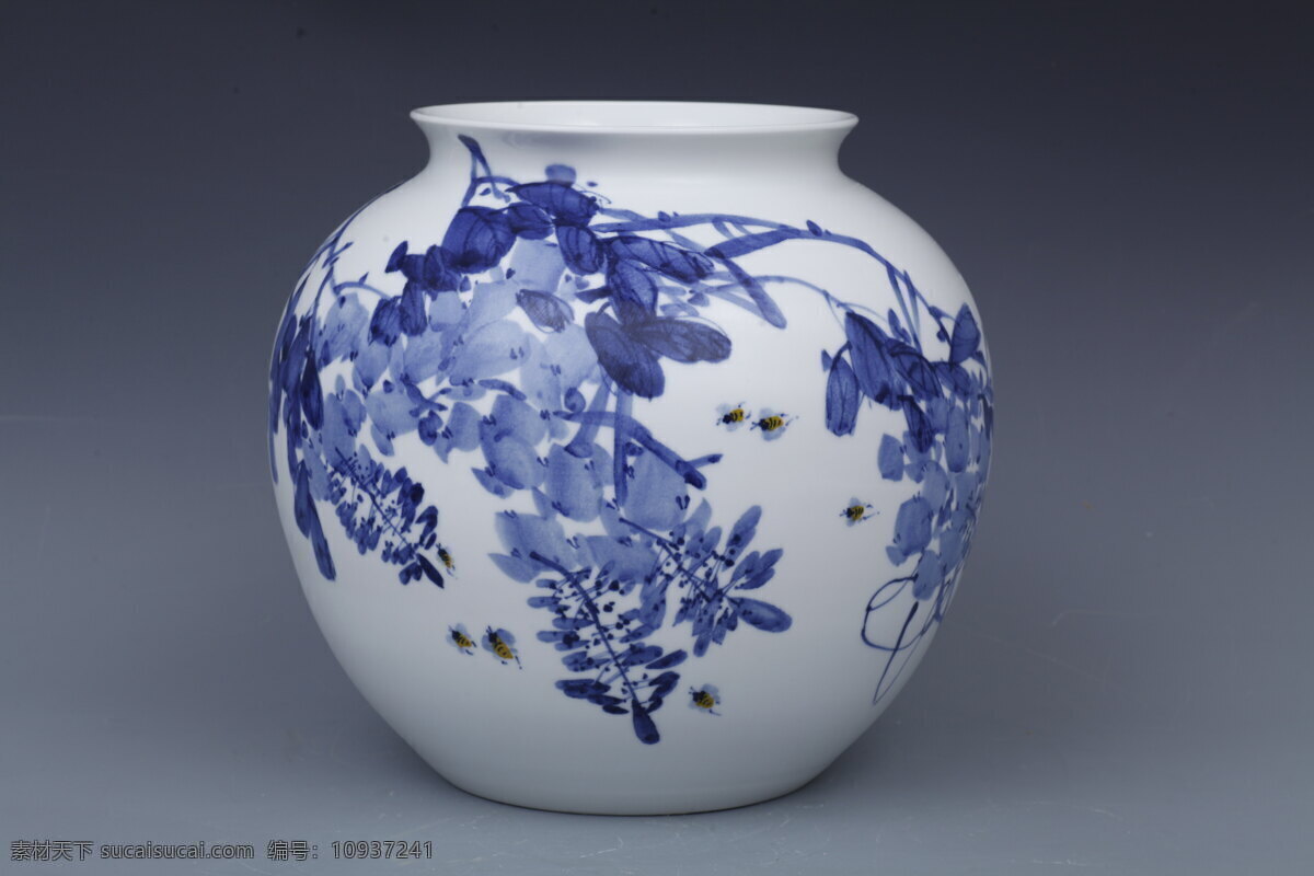 青花瓷 写意 紫藤 罐 青花 陶瓷 瓷器 收藏 传统文化 文化艺术