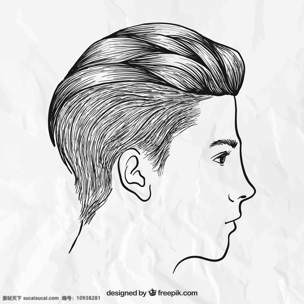 手绘男性发型 一方面 人的头发 手画 绘制 剖面 理发 理发师 发型 手绘 男 得出 美容美发 粗略 白色