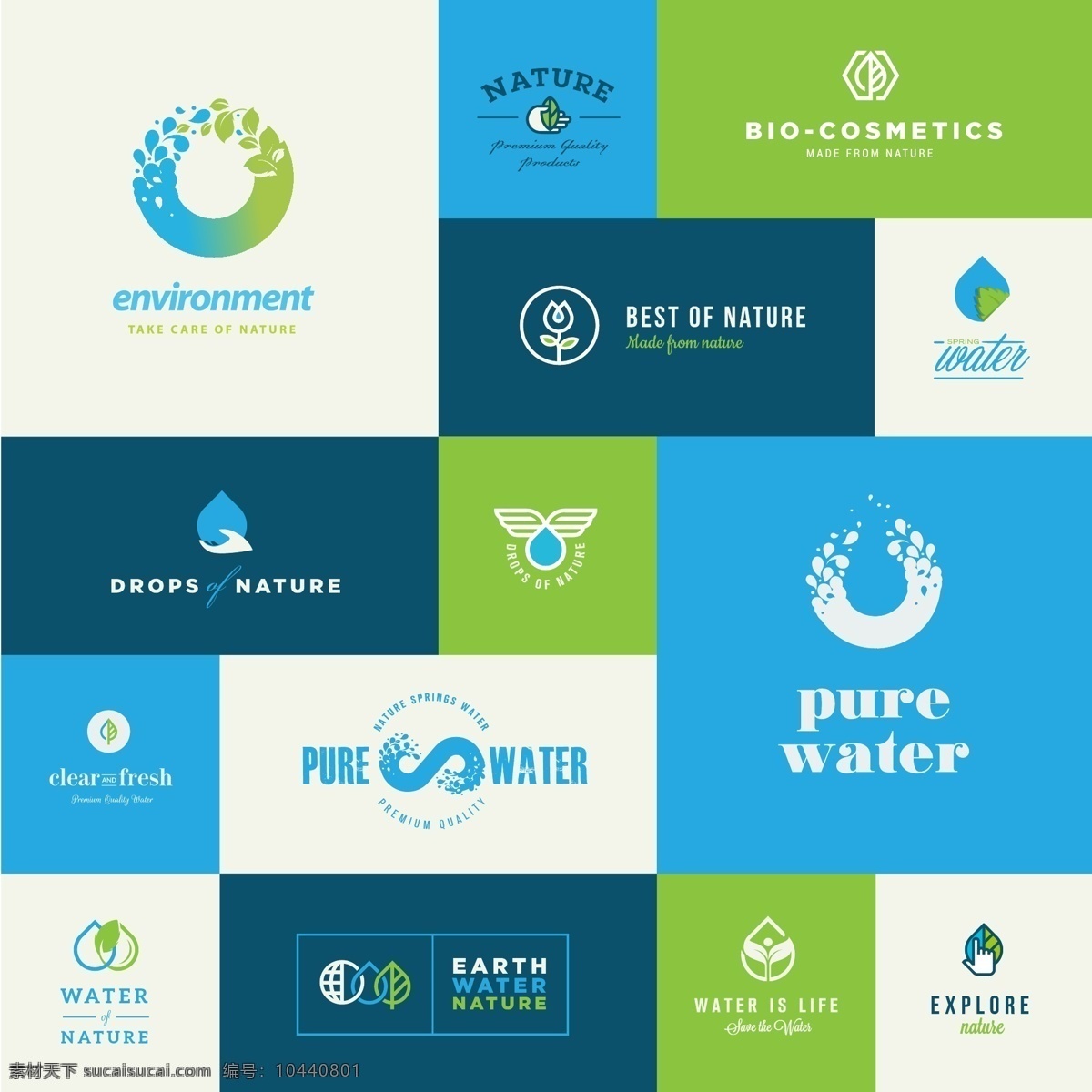 环保 行业 logo 标志 徽章 蓝色 水滴 矢量 下载素材 源文件 装饰背景 平面设计素材
