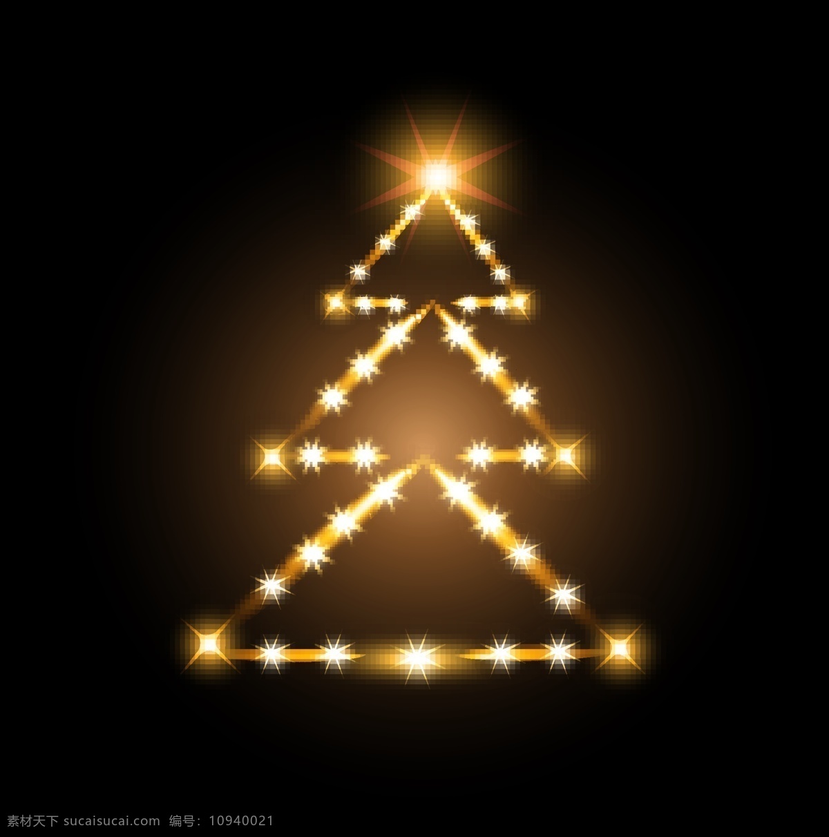 矢量 发光 圣诞树 设计素材 背景 创意设计 光芒 梦幻 圣诞节 矢量素材 星光 节日素材