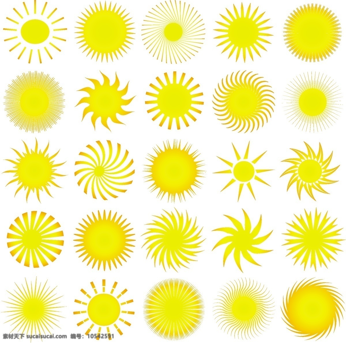 各种 金黄色 太阳 图标 太阳图标