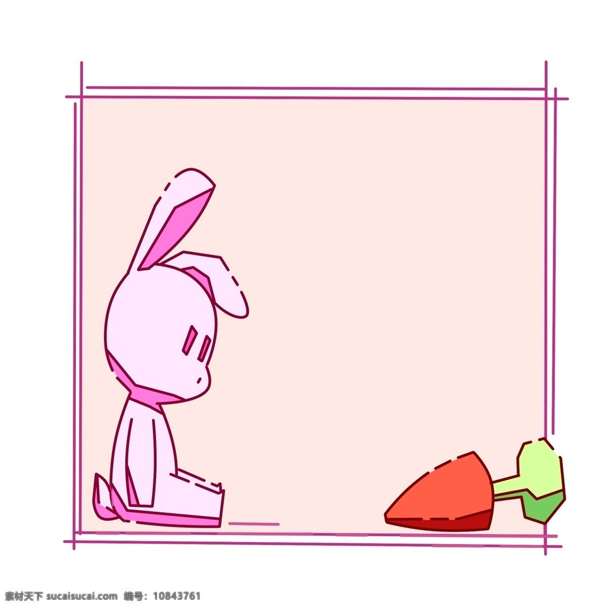 手绘 兔子 胡萝卜 边框 兔子边框 插画 手绘胡萝卜 胡萝卜插画