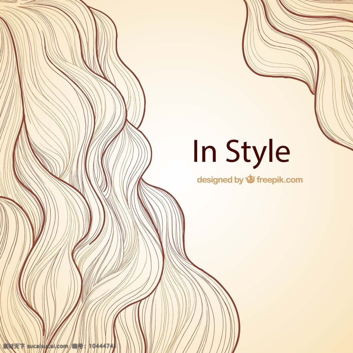 发型背景 背景 美发 美容 绘制 海浪 沙龙 插图 理发 头发 发型 棕色 取材 波浪 手绘 图标 高清 源文件