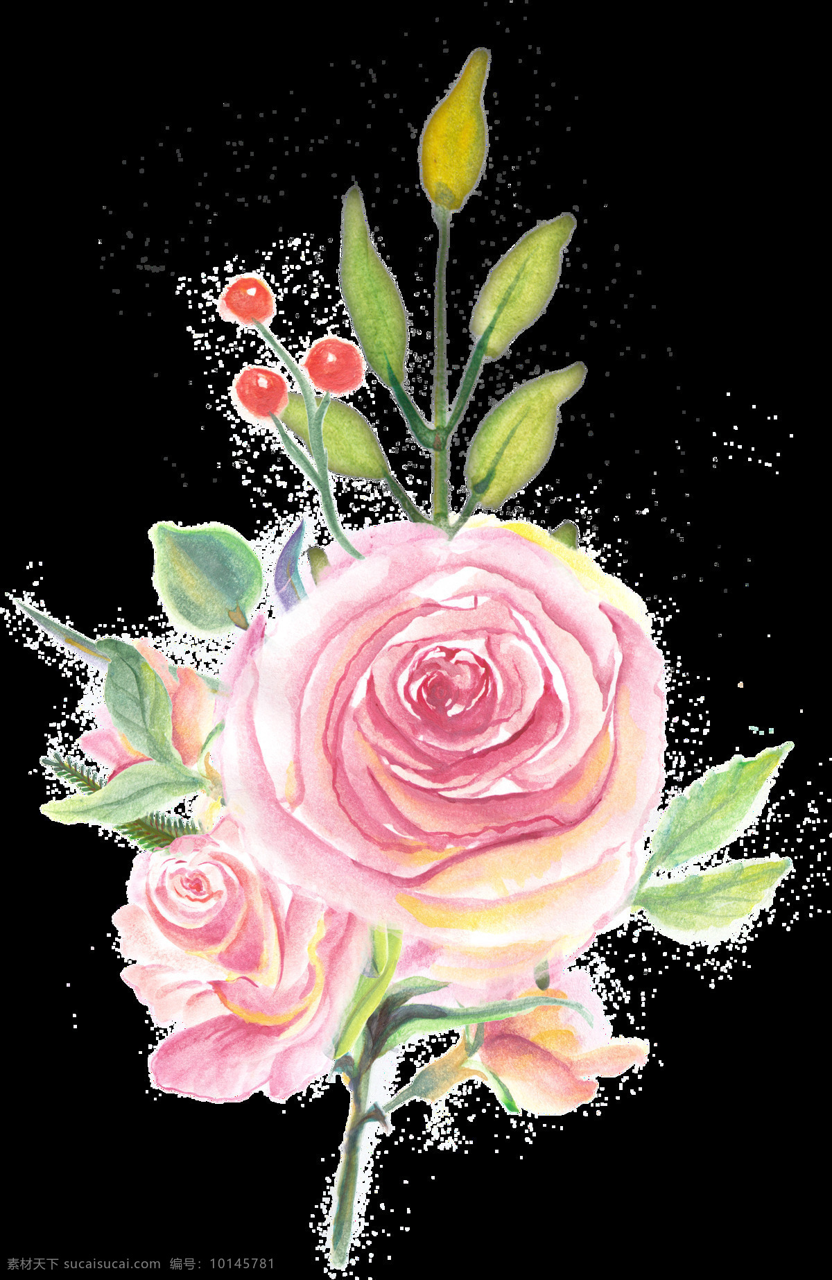 樱桃 花丛 透明 装饰 粉色 花朵 免扣素材 透明素材 装饰图案