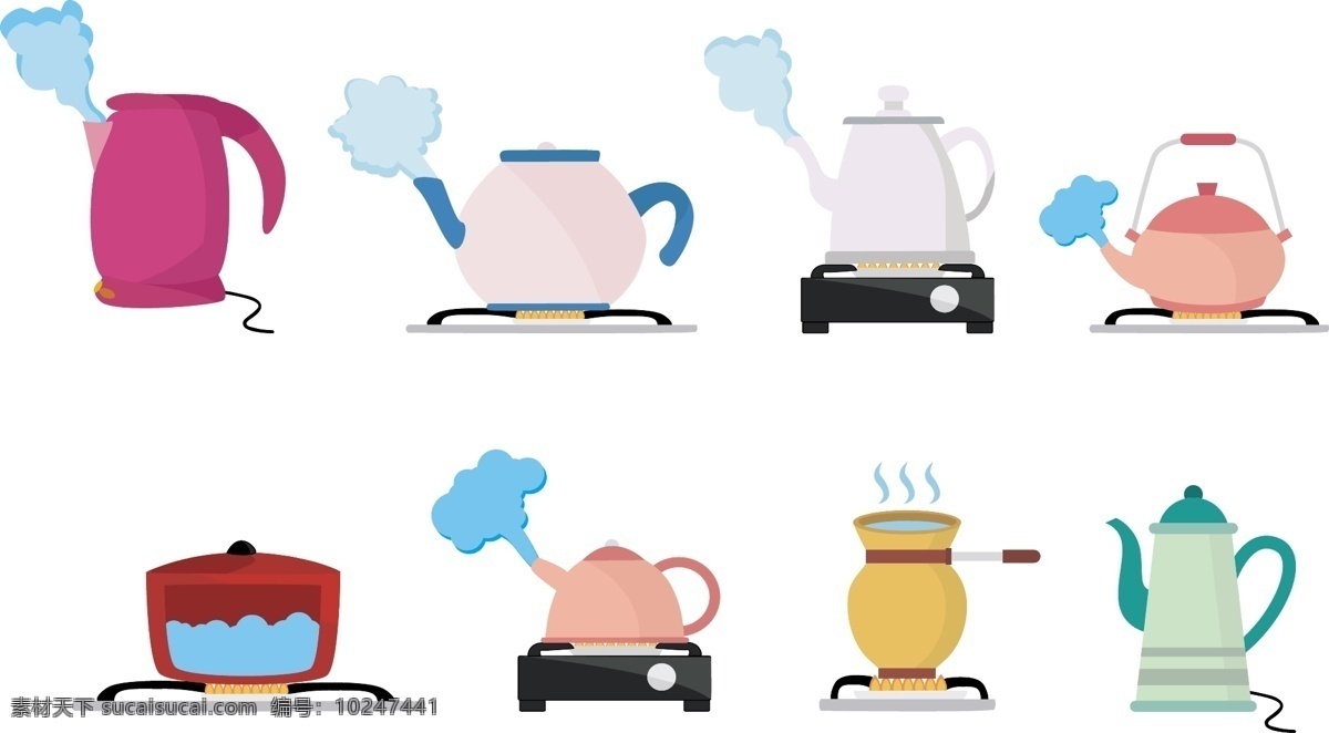卡通 开水壶 图案 元素 卡通电器 家庭电器 厨房电器 卡通水壶 水壶