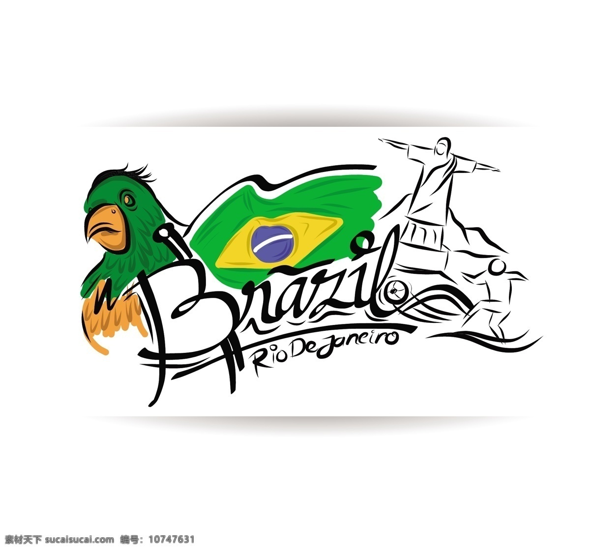 巴西 足球 世界杯 标志 模板下载 卡通鹦鹉 基督像 卡通鸟 巴西国旗 足球比赛 球赛 体育运动 生活百科 矢量素材 白色