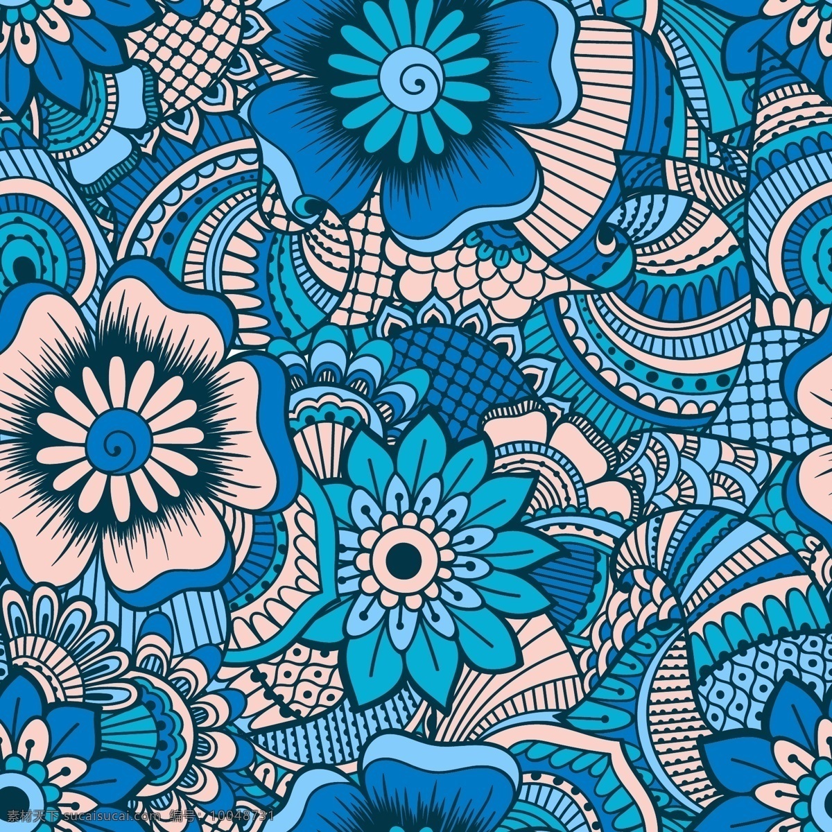 蓝色 时尚 艺术 纹理 花朵 叶子 植物