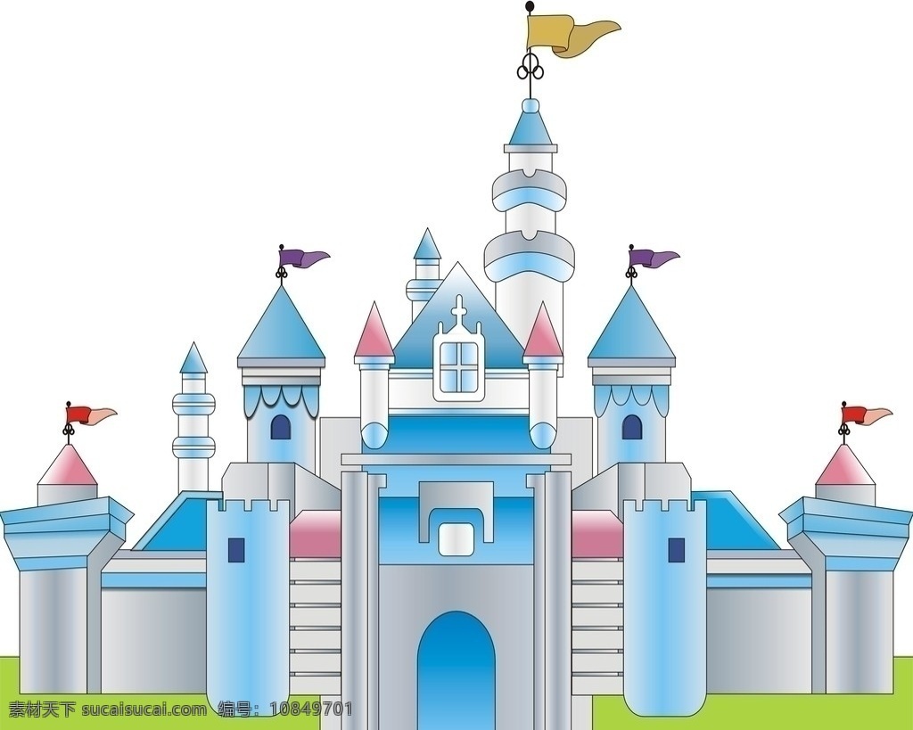 蓝色卡通城堡 卡通 城堡 圣诞 背景板 蓝色 矢量图片 卡通设计 矢量
