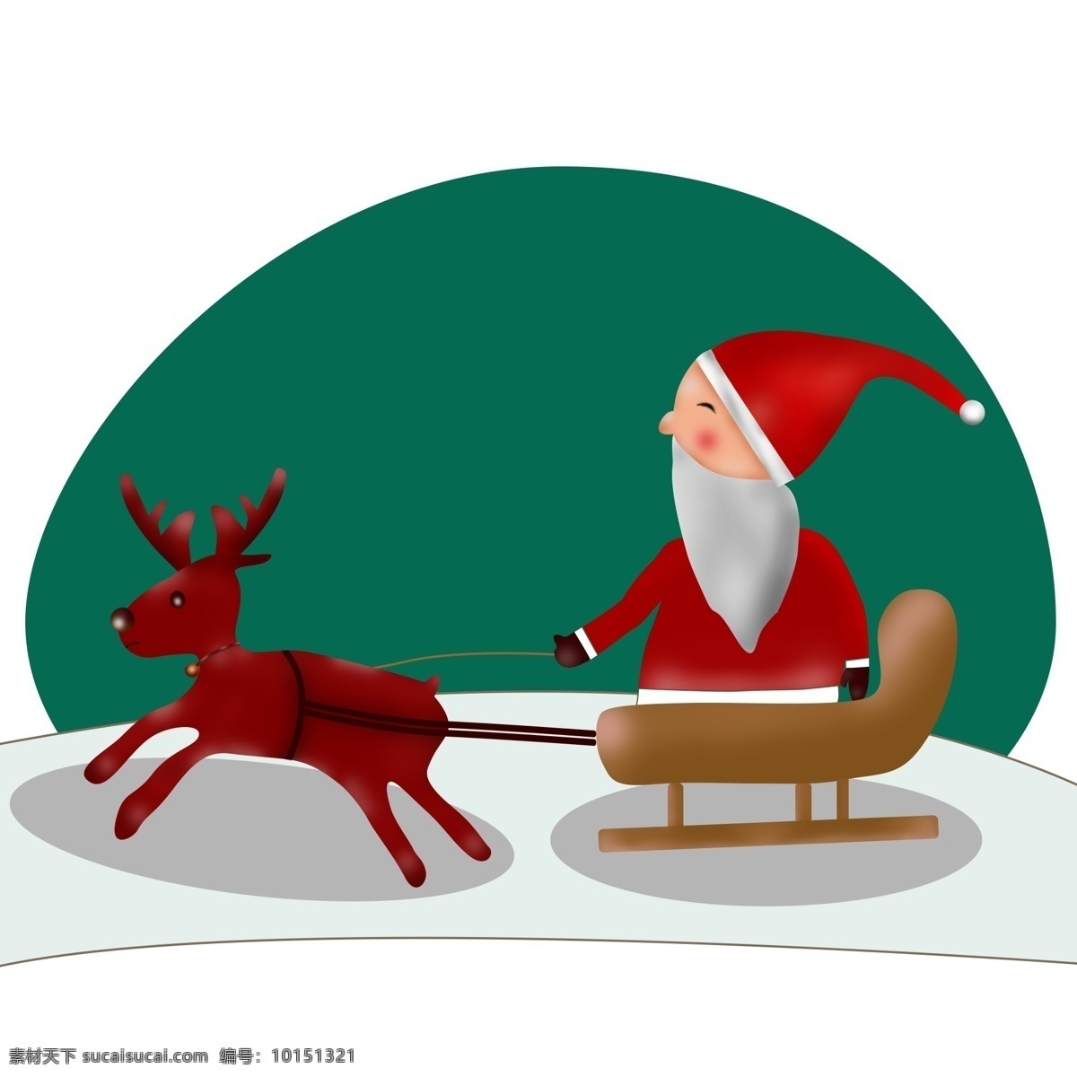 卡通 手绘 圣诞老人 雪橇 驯鹿 圣诞 老爷爷 礼物 圣诞节 2018 平安夜 送礼物 新年快乐 节日气氛