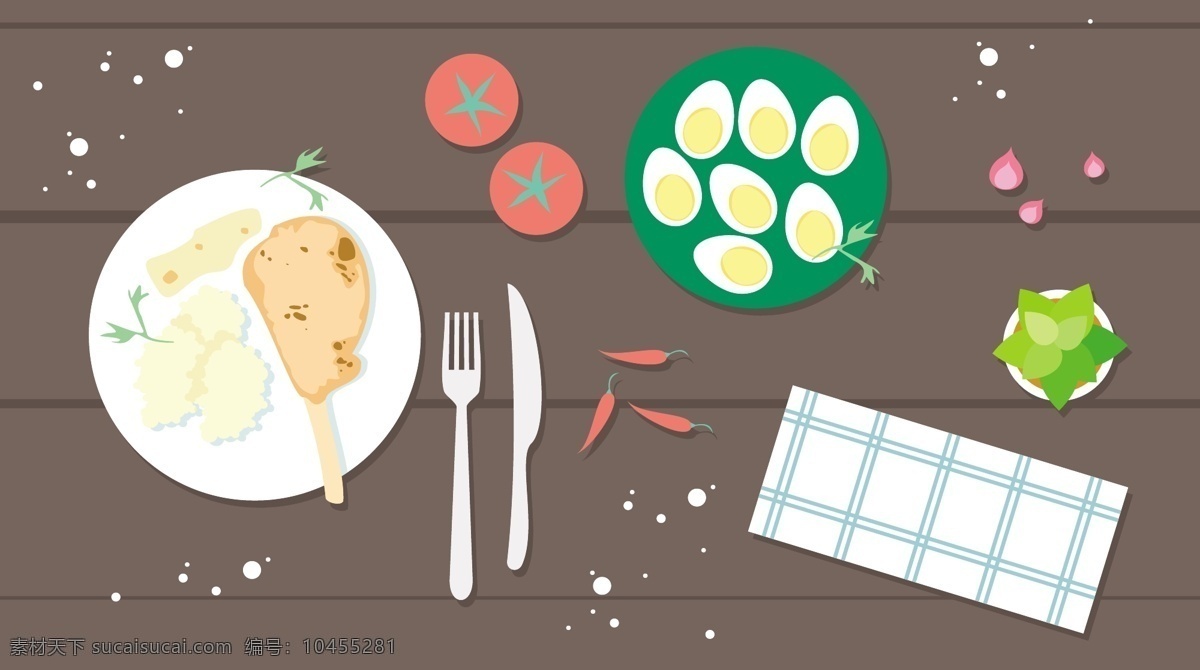 矢量 手绘 牛排 插画 餐巾 鸡蛋 美食 矢量素材 手绘插画 手绘美食 西红柿