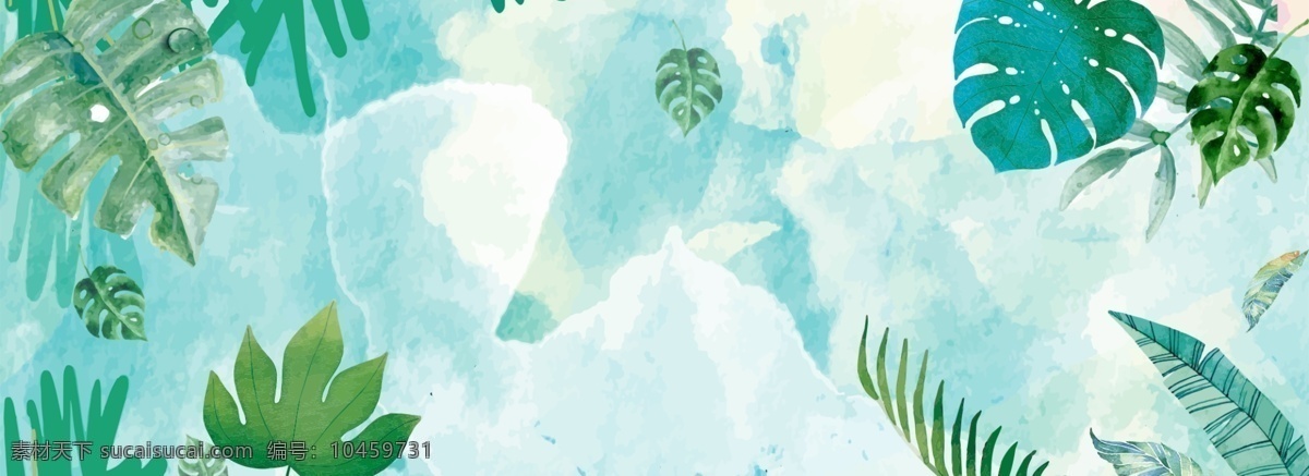 热带植物背景 热带植物 树叶 绿色叶子 龟背竹 底纹边框 背景底纹 水彩 夏季 花边花纹 卡片 名片卡片 叶子 热带雨林 热带花卉 自然景观 自然风光
