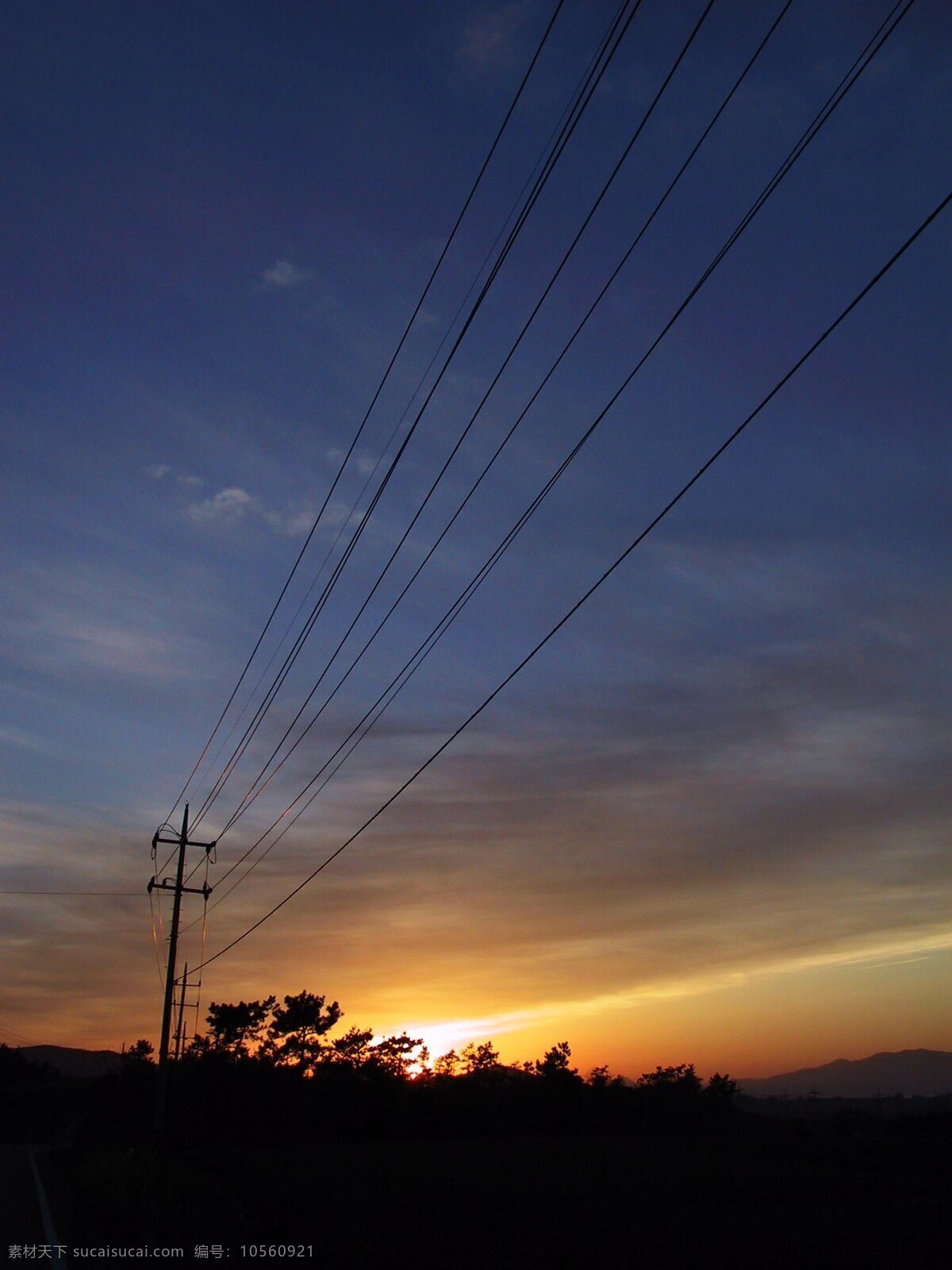 夕阳 电线 剪影 建筑景观 落日 自然景观 psd源文件