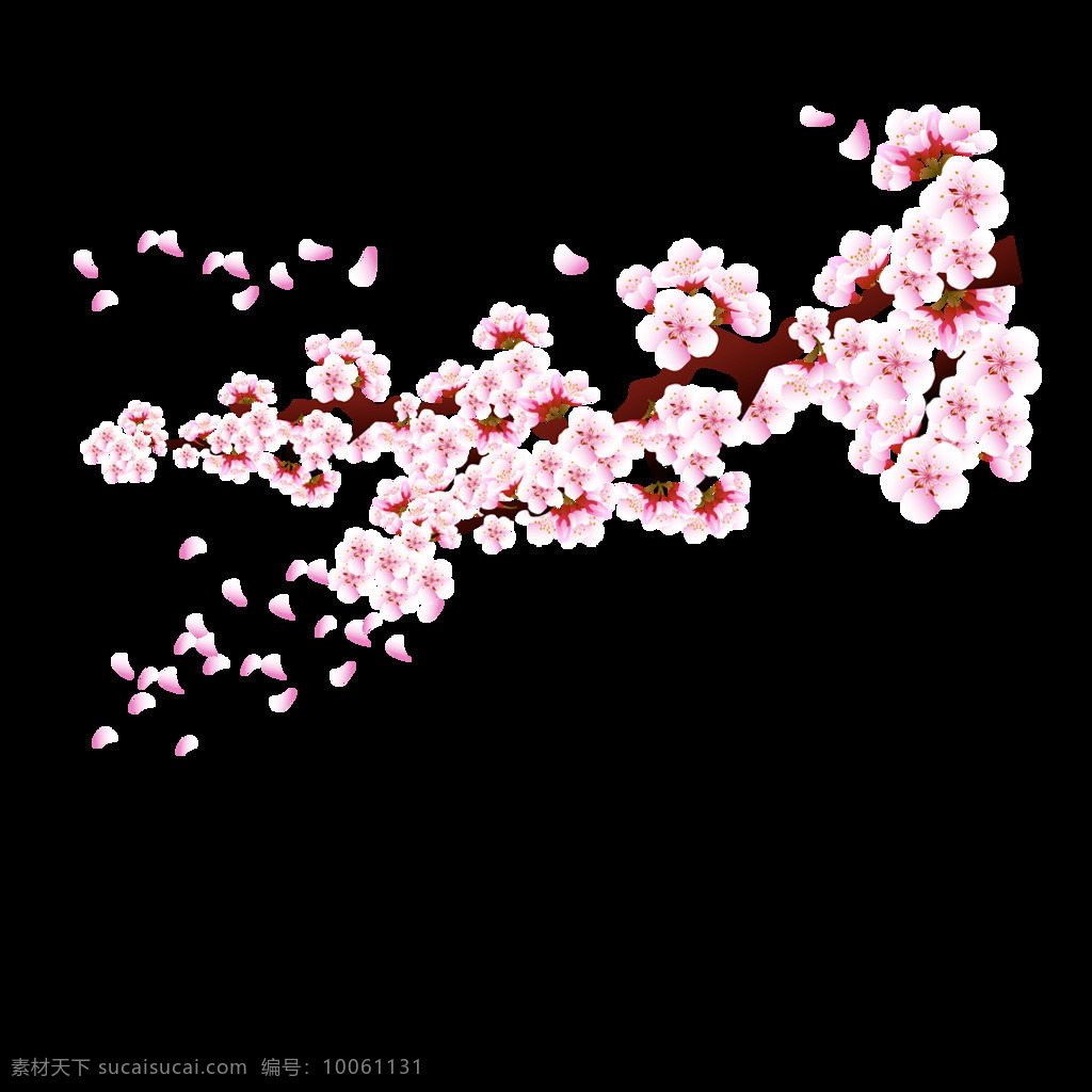 清新 风格 浅 粉色 花瓣 樱花 装饰 元素 粉色花朵 清新风格 深色树干 装饰元素