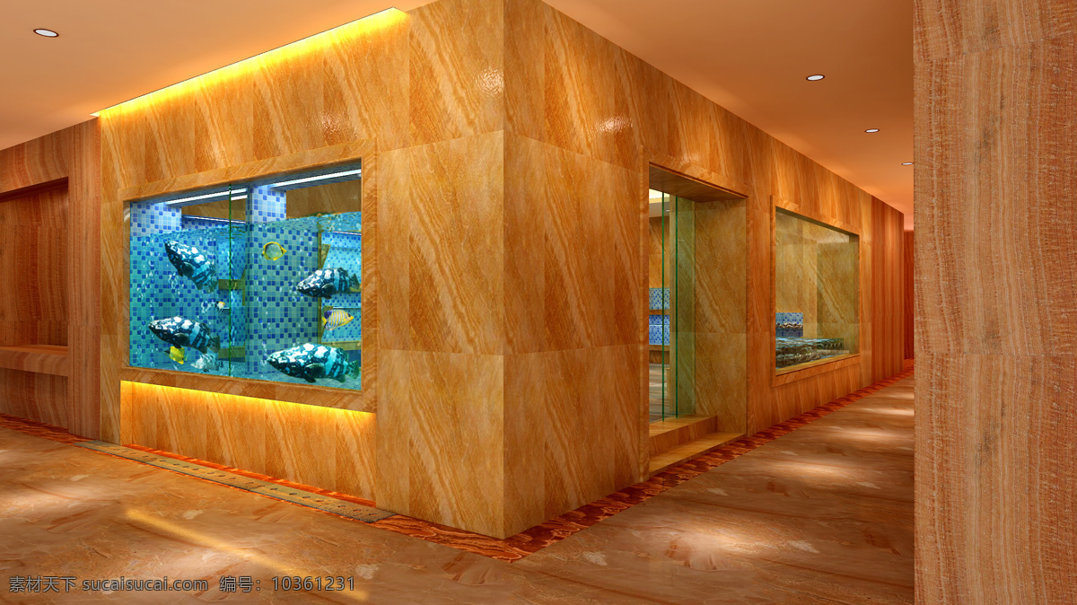 海鲜池 酒店鱼池 玻璃鱼池 餐厅鱼池 3d设计 3d作品