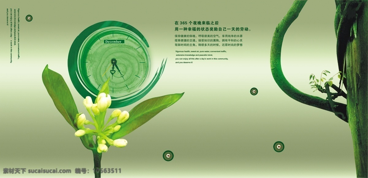 绿色 叶子 树干 版式 分层 源文件库 广告设计模板