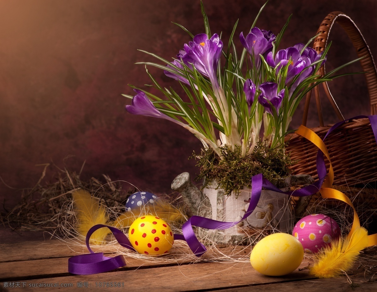 花朵 彩蛋 丝带 美丽鲜花 复活节彩蛋 复活节素材 鸡蛋 节日庆典 生活百科