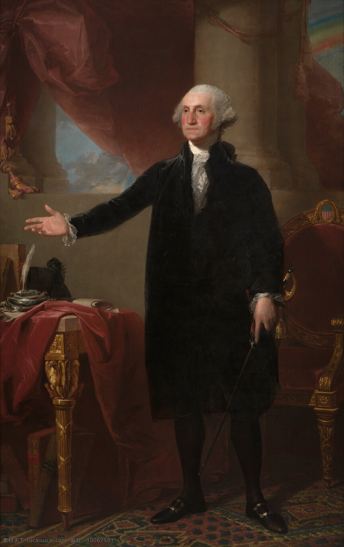 乔治 华成 顿 全身像 吉伯特 斯图尔特 作品 美国第 任总 统 矿工之子 种植园主 独立战争 古典油画 油画 绘画书法 文化艺术