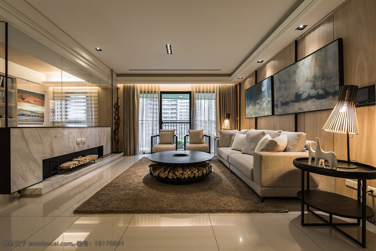 现代 时尚 大 户型 客厅 深色 地毯 室内装修 效果图 客厅装修 瓷砖地板 深色地毯 白色台灯 纯色沙发