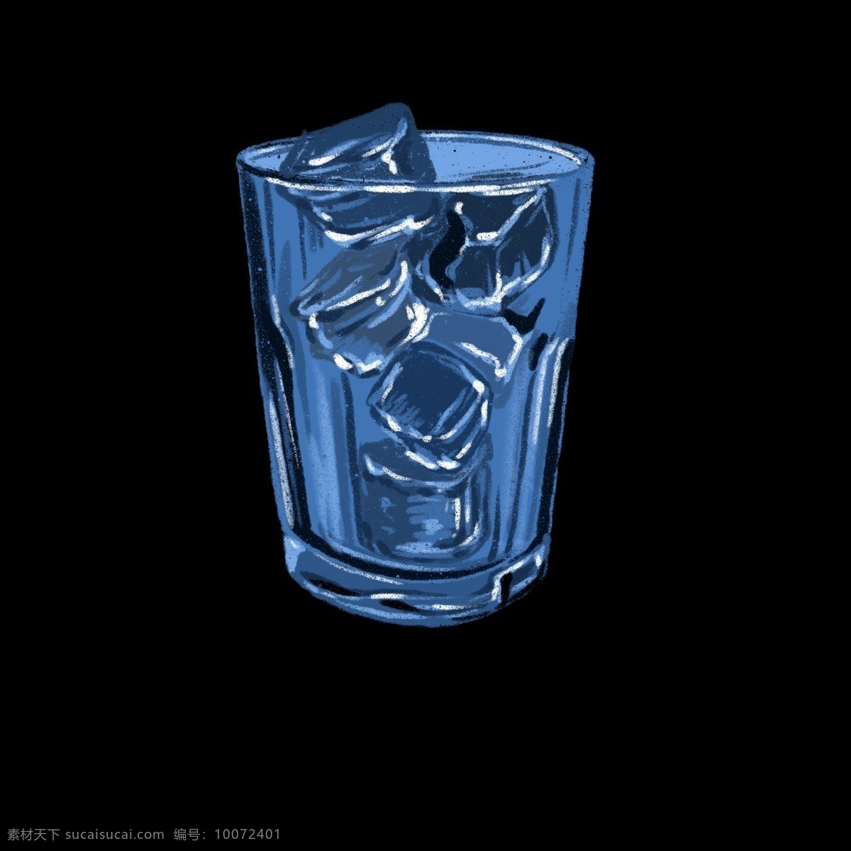 一杯 冰块 创意 插图 卡通